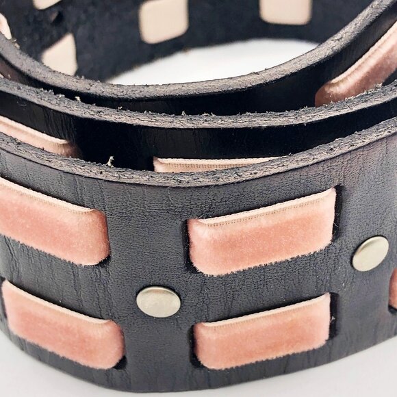 Linea Pelle Pink Velvet Leather Belt | Solid Brass Buckle | Size L main image 16